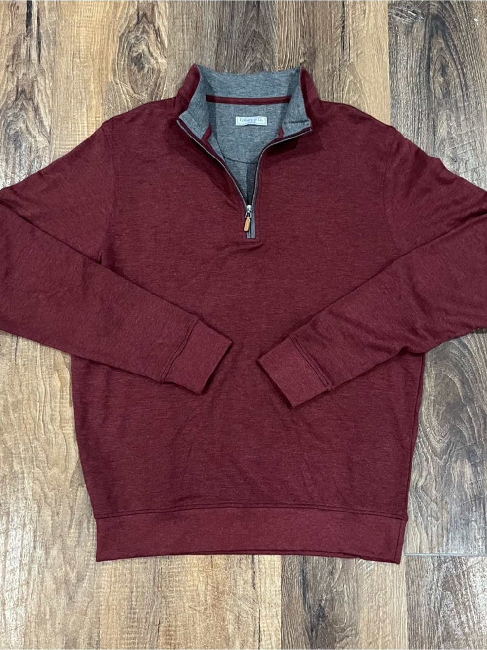 Collars and Co Sweater Size Large L Maroon Long Sleeve 1/4 Zip Modal/Cotton